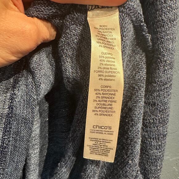 Chico's Size 3 Extra Large Lightweight Sweater Detachable Cowl neck Blue Silver - Picture 8 of 9